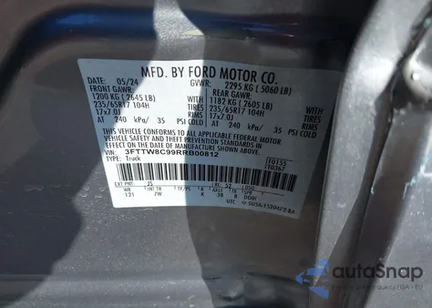 2024 Ford Maverick Xlt z USA, uszkodzony, nr VIN 3FTTW8C99RRB00812